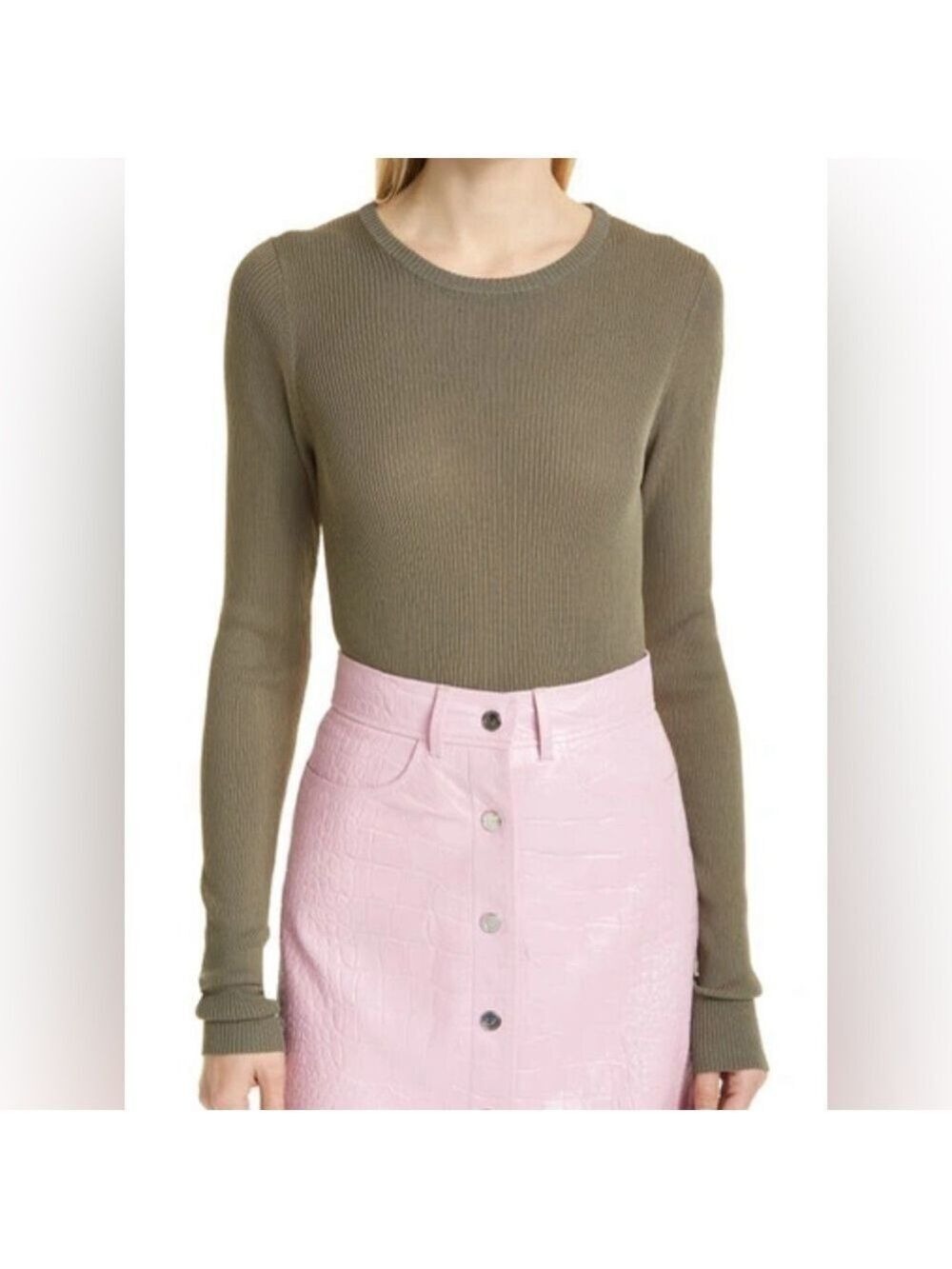 REMAIN Birger Christiansen ‘Basel’ Open Back Sweater in Military Olive Sz 10